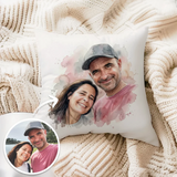 Custom Pillow with Watercolor Portrait