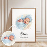 Custom Baby Watercolor Portrait from Your Photo