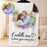 Custom Watercolor Blanket "Cuddle me" from Your Photo – 40" x 60"