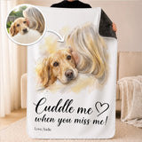 Custom Pet Watercolor Blanket "Cuddle me" from Your Photo – 40" x 60"