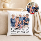 Custom Watercolor Pillow "Cuddle me" from Your Photo – 16" x 16"