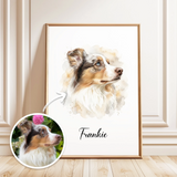 Custom Pet Watercolor Portrait from Your Photo