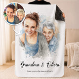 Custom Watercolor Blanket "Cuddle me" from Your Photo – 40" x 60"