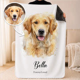 Custom Pet Watercolor Blanket "Cuddle me" from Your Photo – 40" x 60"