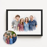 Custom Family Watercolor Portrait from Your Photo – Landscape Format