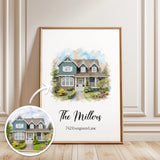 Custom Watercolor House Portrait from Your Photo