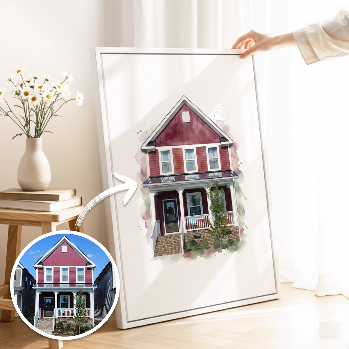 Custom Watercolor House Portrait from Your Photo – familypresent