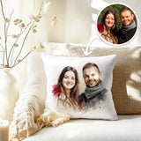 Custom Pillow with Watercolor Portrait