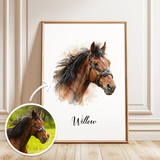 Custom Horse Watercolor Portrait from Your Photo